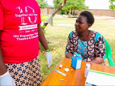 HIV testing in Malawian village