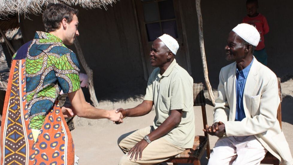 Meeting village chief and elders in Malawi